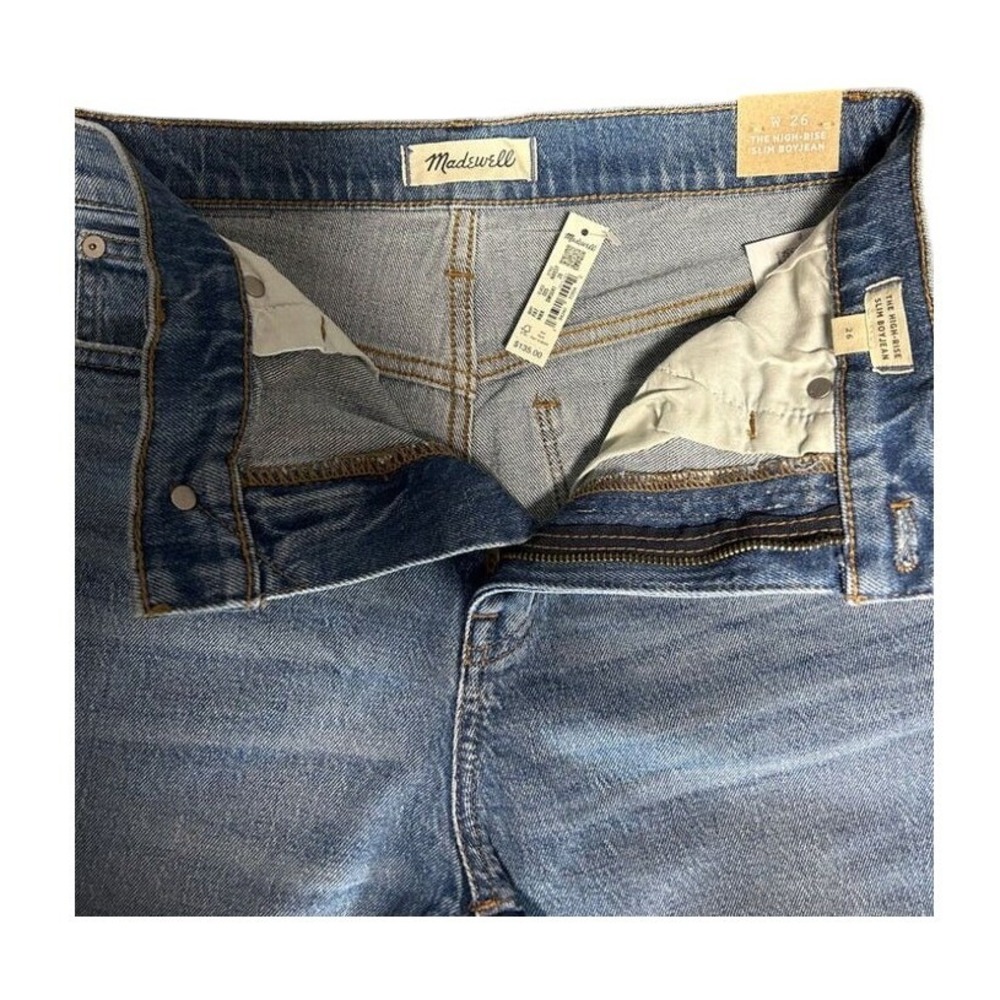 Madwell Slim Boyjean Women's 26 Blue NWT‎ High Rise Straight Leg Denim - Picture 3 of 4